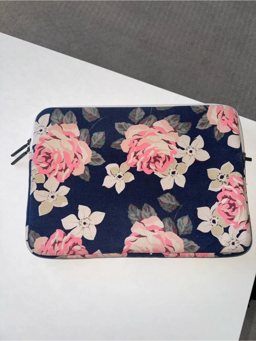 Floral Navy and Pink laptop sleeve